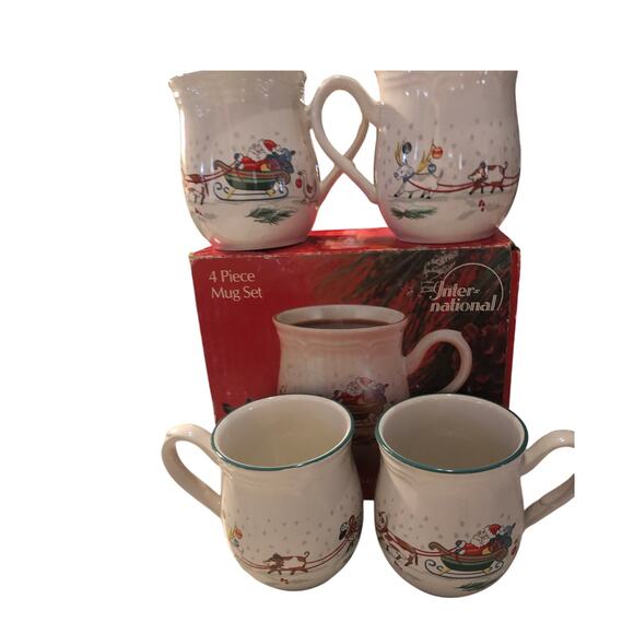 Vintage Christmas Mugs Country Christmas New made in Japan - Picture 1 of 12